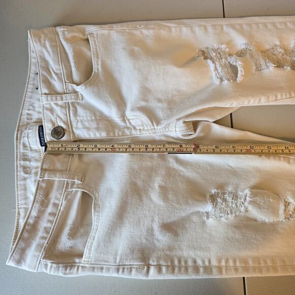 American Eagle Super Stretch Jegging Women's 6 Off White Distressed Raw Hem - Picture 13 of 16
